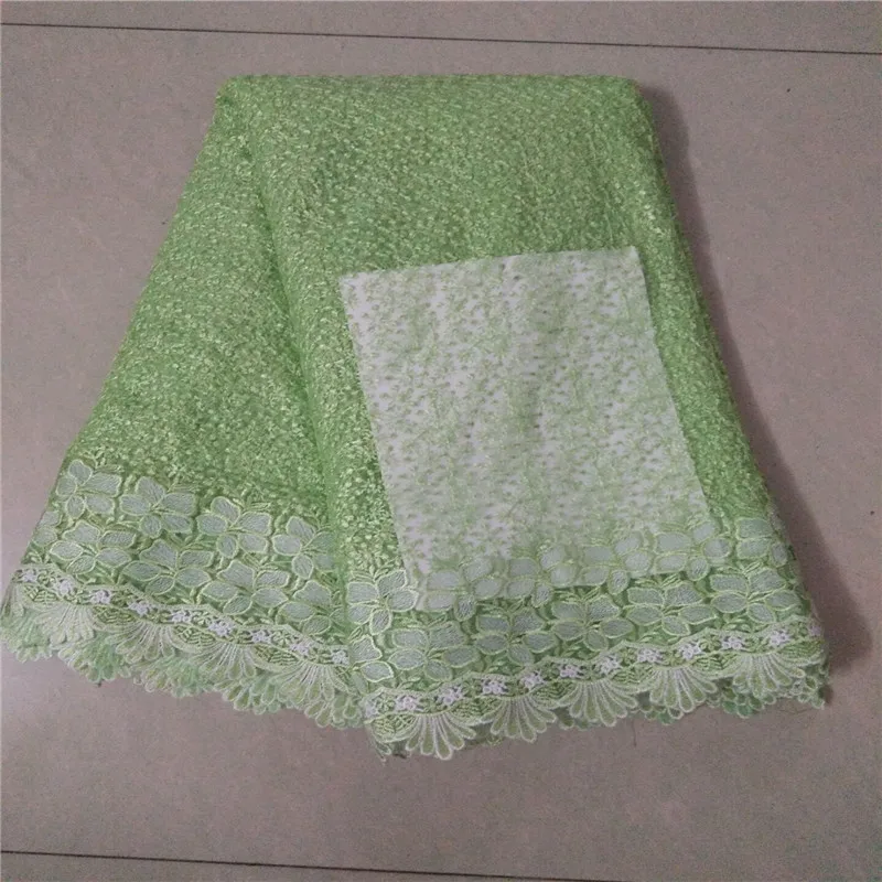 African lace fabric 2018 high quality african French tulle lace fabric guipure nigerian lace fabrics 5 yards lemon green KC5-55