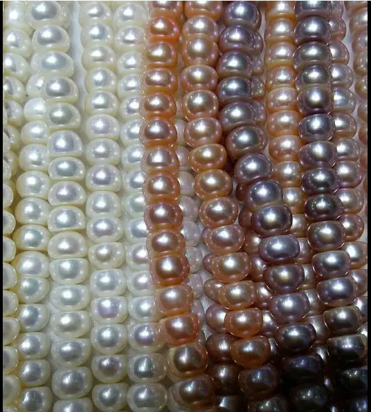 

Genuine pearl 9MM white pink purple semiround freshwater pearl loose beads DIY gift one strands Hole Approx 1mm 37CM 15''