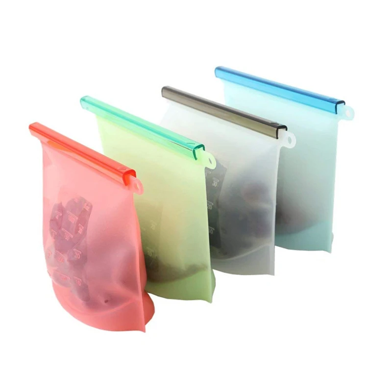 Food Grade Silicone Fresh Keeping Bag, Refrigerator, Vegetable, Fruit Sealed Bags, Kitchen Accessories, Recycle Storage Pockets