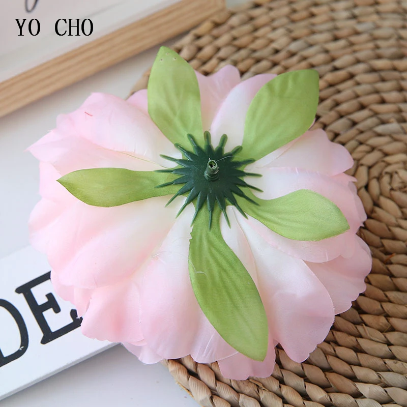 YO CHO Artificial Flower Large Peony Heads 15CM Fake Yellow Peonies Silk Craft Fabric Flower Wedding Garden Home Gift Decoration