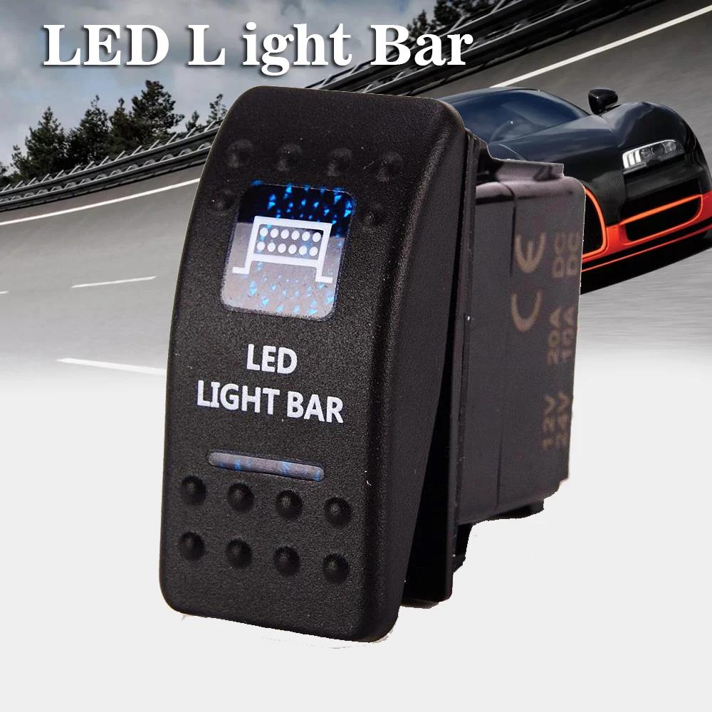 Led Car Switch Boat Truck Light Toggle Switch 12V-24V 5pin Waterproof Blue Toggle Rocker Reverse Rear Light Switch