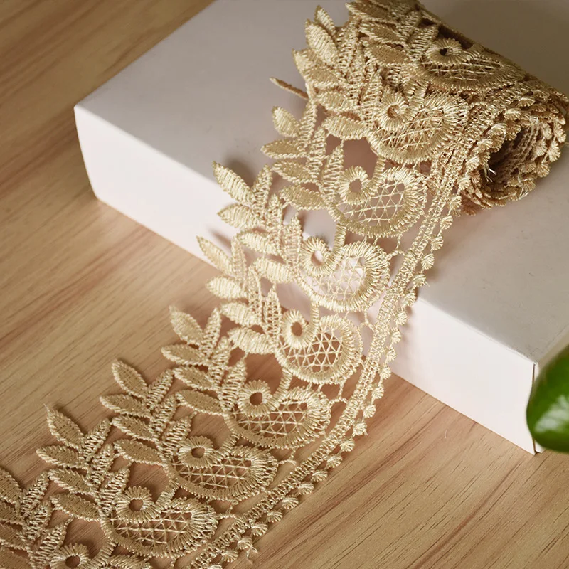 Cusack 3 Yards 9 CM rifiniture in pizzo Applique costumi in poliestere passamaneria nastro bianco marrone tessuti per la casa tessuto per cucire fai