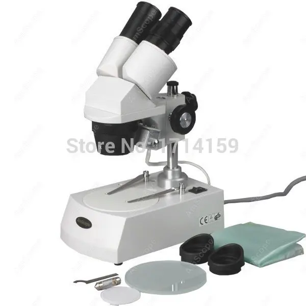 Coin/Stamp-AmScope Supplies Binocular Stereo Microscope with Top & Bottom Lights 5X-10X-15X-30X