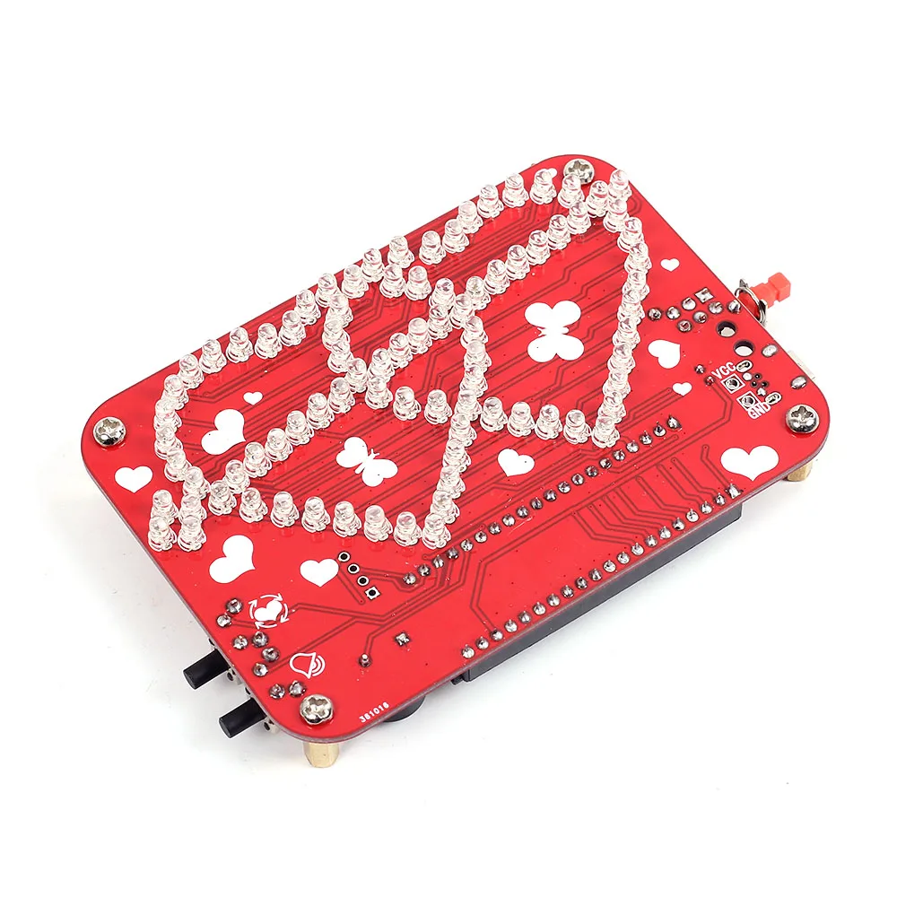 DIY LED Electronic Kit Heart Love Music LED Flashing Light Valentine\'s Gift Soldering Practice 15 Animation Running Water Light