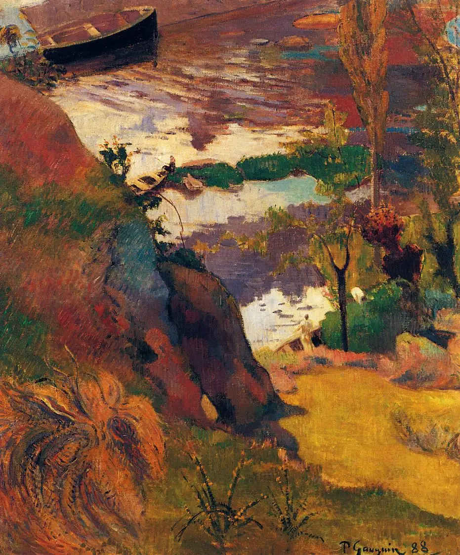 Fishermen and Bathers on the Aven by Paul Gauguin oil Painting Canvas hand painted Landscape Art Reproduction Wall Decor