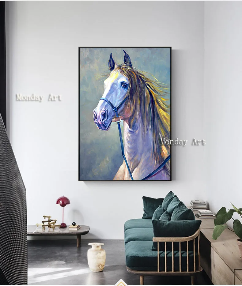 high quality hand painted Modern Runing Horse Animal painting Modern Wall Art oil painting for living room bedroom Cuadros Decor