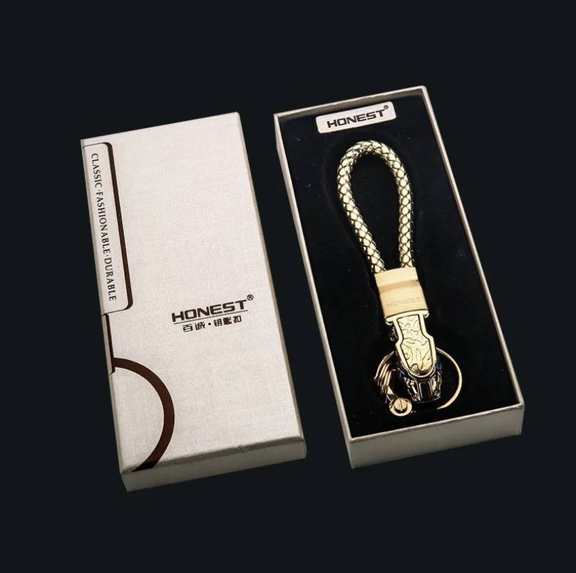 Honest New High quality Metal Key Chain Women Men Knitting leather rope business Car Key Ring Best Gift jewelry K1572