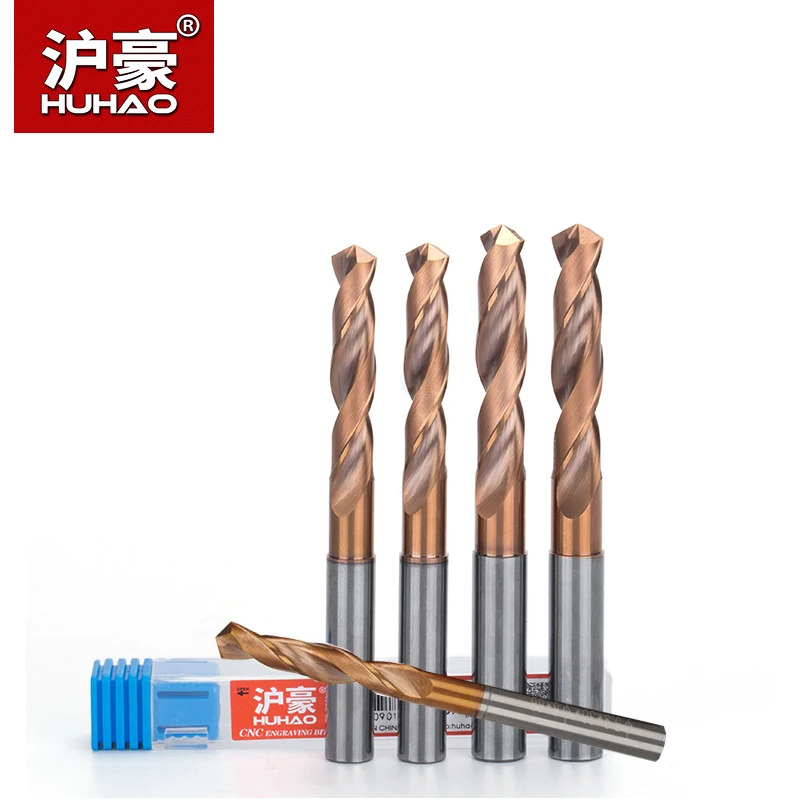 HUHAO 1piece HRC65 Solid Tungsten CarbideTwist Drill Bit For Hard Metal Dia. 1.0-9.0mm 3D Whole Tungsten Steel Drilling Bit