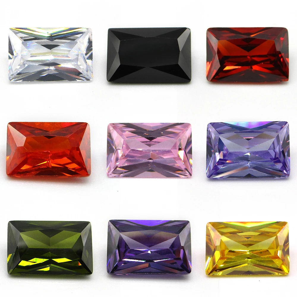 Wholesale Price 2*4~9*11mm Rectangle Shape Green Cubic Zirconia Stone 5A Synthetic Gems CZ Stone For Jewelry