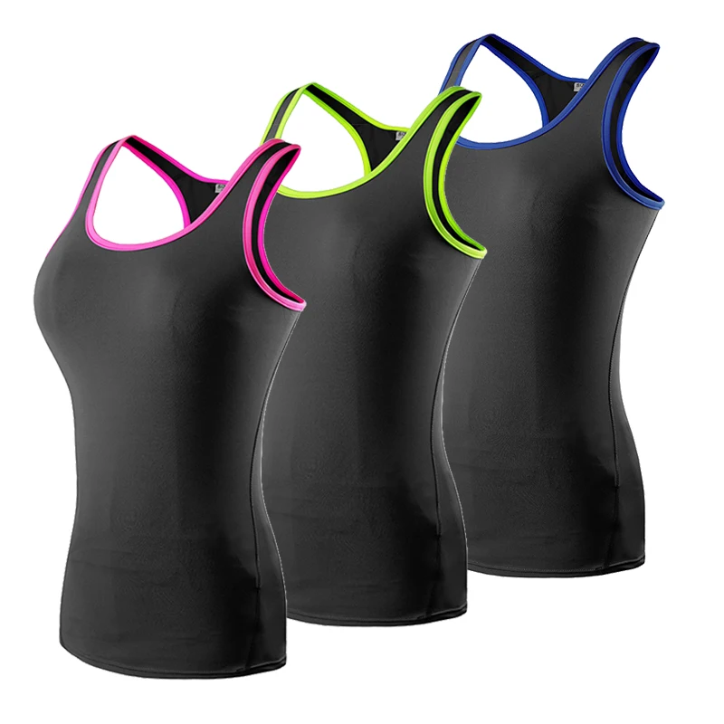 2023 Hot Yoga Shirt Sport Running Vest Women Compression Base Layer Dry Fit Vest Top With Fluorescence stripe GYM Clothing S-XXL