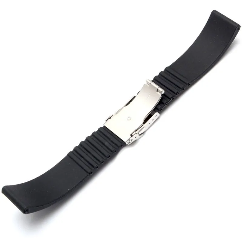 Newest Fashion 18/ 20/22/24mm Reloj Hombre Silicone Rubber Watch Strap Deployment Buckle Waterproof Band