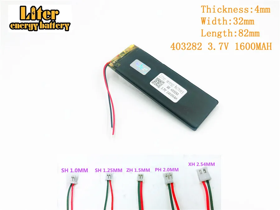 403282 1600mah 3.7V Lithium Polymer Rechargeable Battery For 3.7V 1600MAH 403282 PLUG Goophone I5 Y5 V5 Clone polymer battery