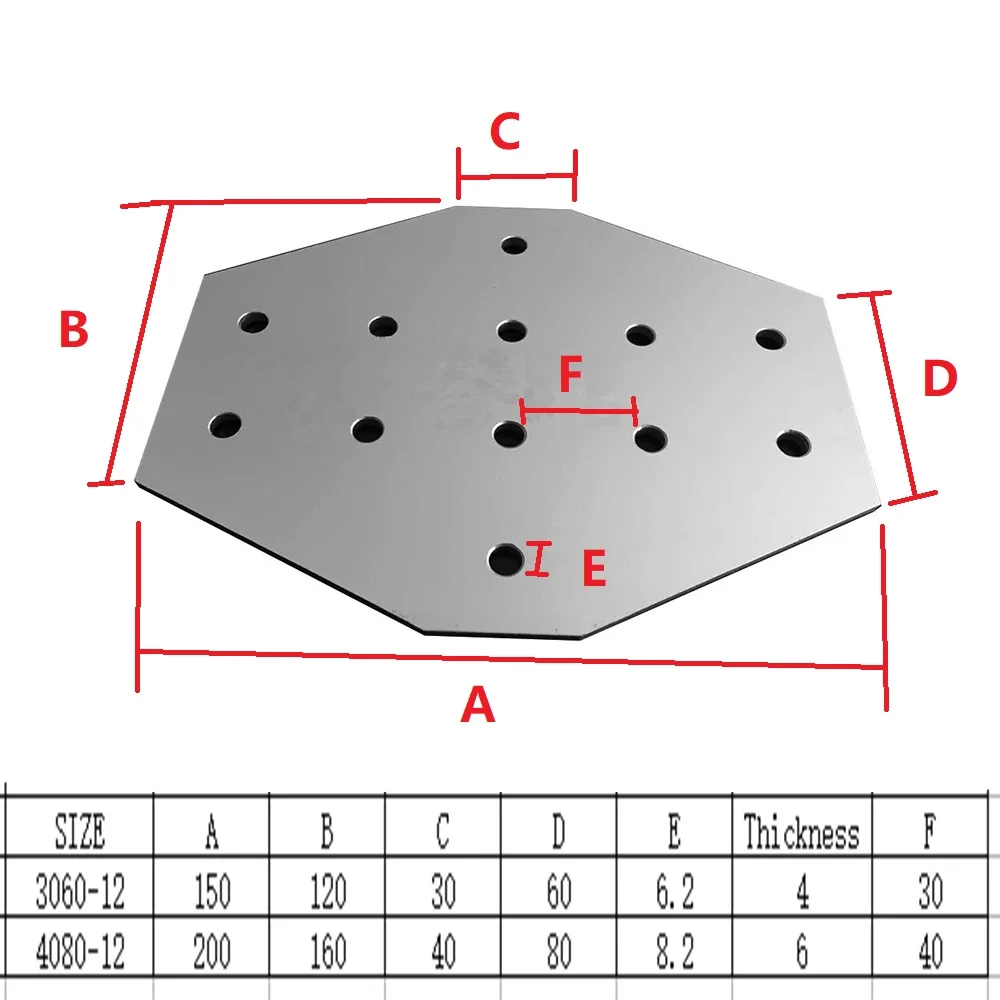 Corner Angle Bracket  1pcs 12/16 hole Cross type 3060/4080/6060/8080 Joint Board Plate Connection for Aluminum Profile