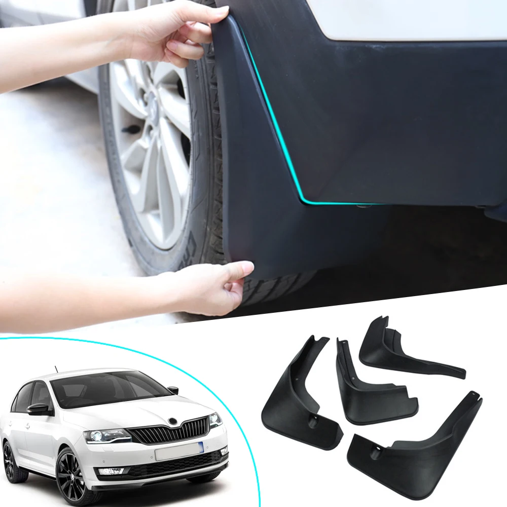 4pcs Car Front Rear Splash Guards For Skoda Rapid 2013 2015 2016 2017 Mud Flaps Mudguards Fender Flares