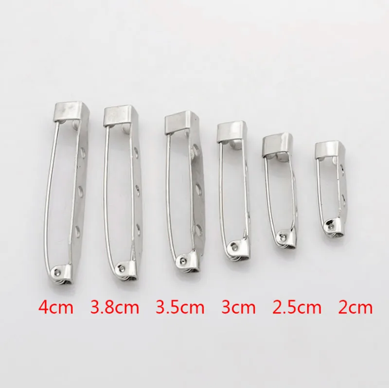 50PCs 15/20/25/32/38/40/45mm Brooch Base Back Bar Pins Findings Jewelry Making Clip Safty Catch Findings Pin Back Brooch