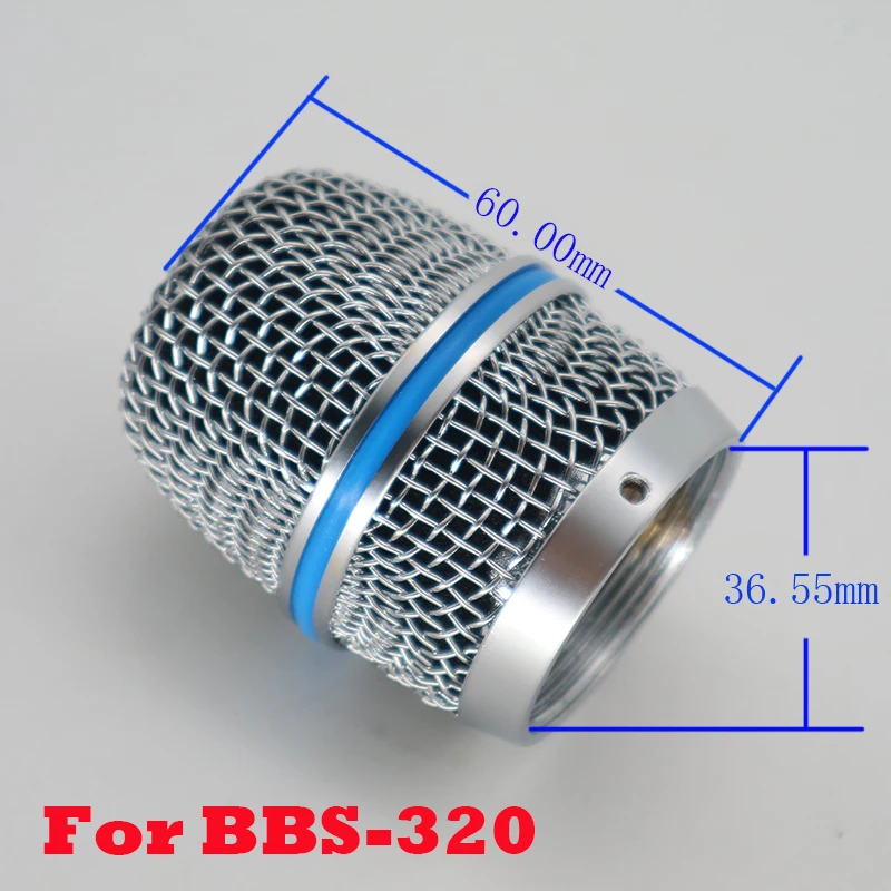 Cabezal de parrilla de micrófono de mano inalámbrico de malla plateado para piezas de micrófono BBS-320