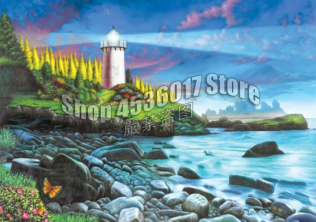 

5D DIY Diamond Embroidery Dawn's Light Landscape Lighthouses Ocean Art Cross Stitch Full Mosaic Diamond Painting Christmas Gift