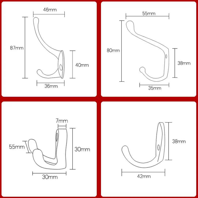 KAK 5pcs/lot Zinc Alloy Bronze Clothes Hangers Wall Hooks Coat Bag Hat Hanging Hooks Bathroom Kitchen Anitque Racks with screws