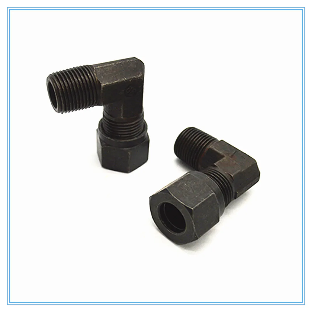 High pressure tubing transition joint hydraulic carbon steel card sleeve elbow 10mm-1/4 3/8 1/2 male thread.  Pipe Fitting