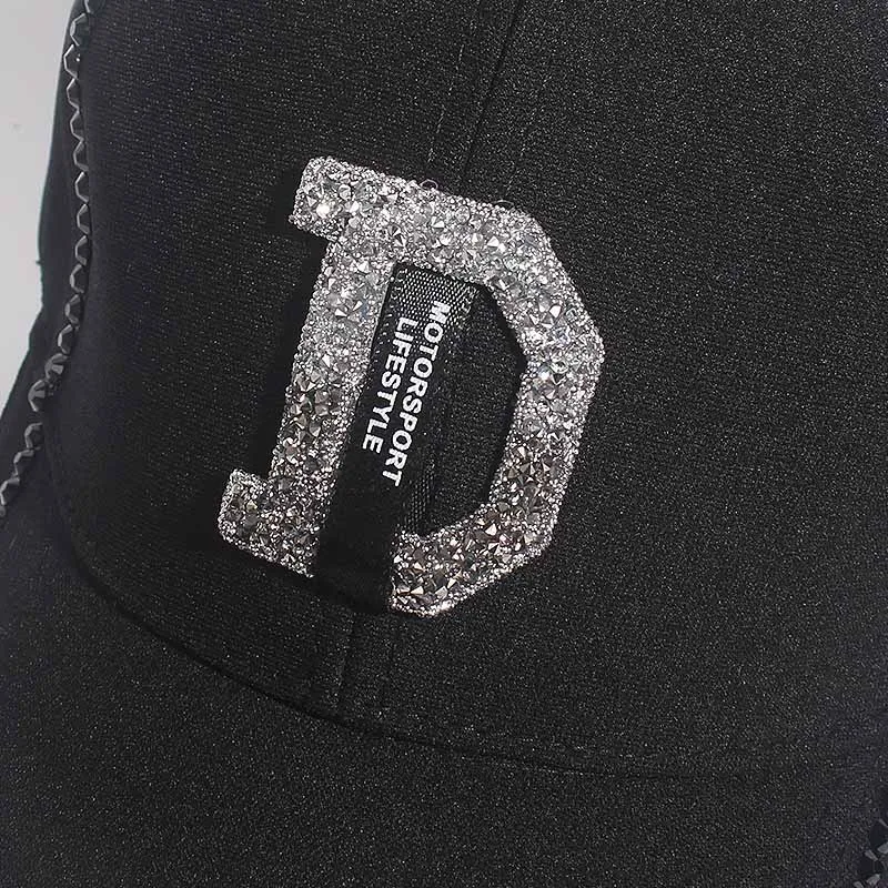 2019 New Rhinestone Baseball Caps Women Colorful Diamond Caps D letter Hip-pop Hat Casual Snapback Cap Female Casquette Sun Hat