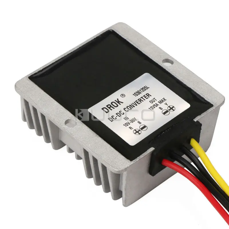 Waterproof Power Converter DC 12V(10V~36V) to 12V 5A 60W Auto Buck Boost Power Supply Module/Voltage Regulator/Adapter/Driver