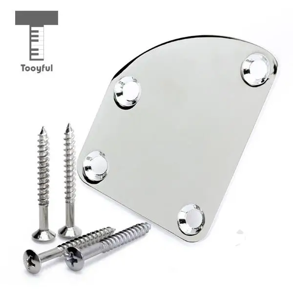 Tooyful Electric Telecaster Guitar Neck Plate Bass Guitar Neck Strength Connecting Board Joint Plate - Including 4 Screws Chrome