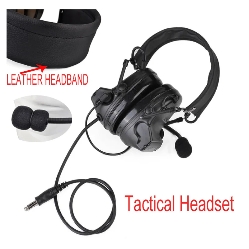 

New Z-TAC Airsoft Comtac II Sordin Tactical Headset Leather Headband Style Noise Canceling Headphone ( Z 041-BK)