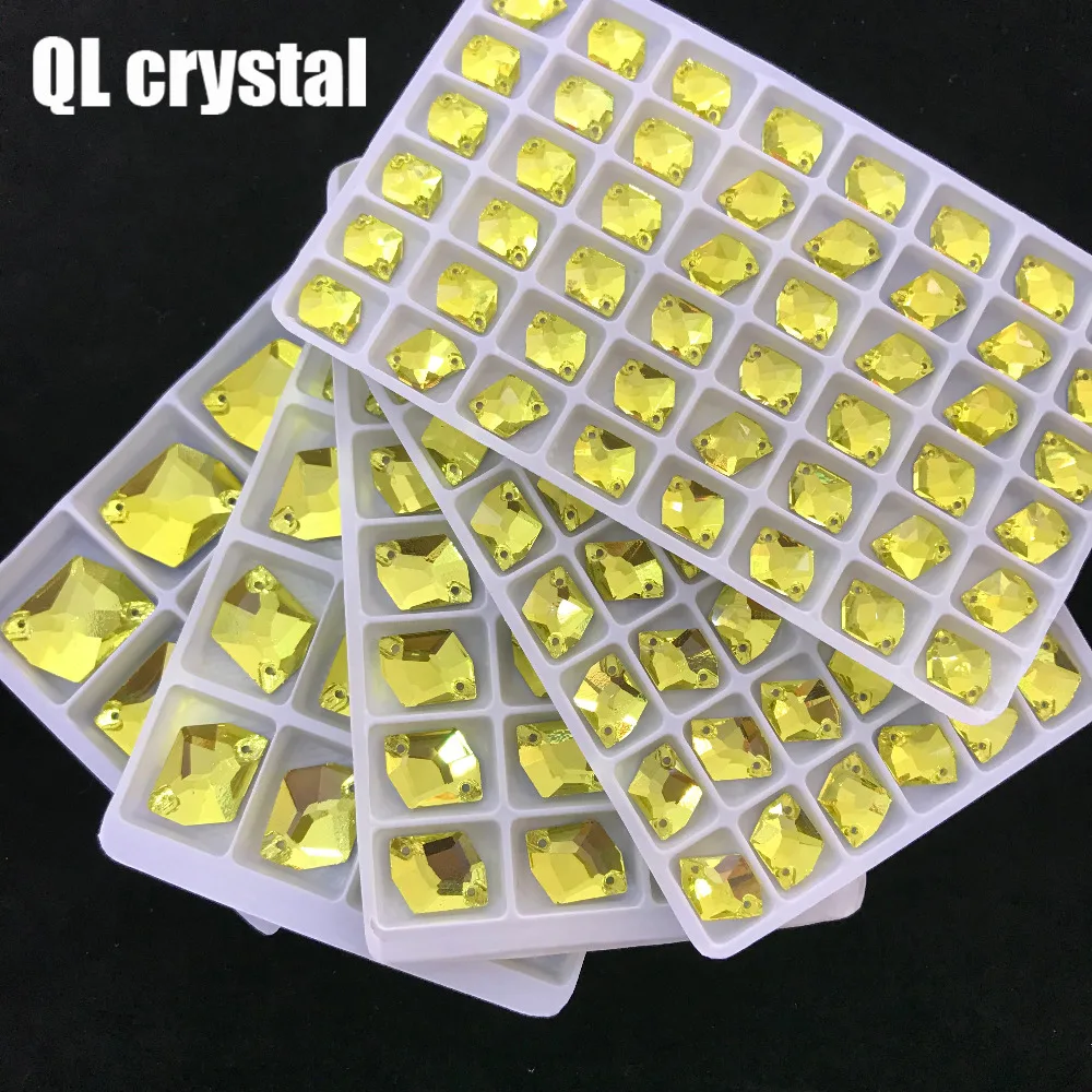 ALL Size Lemon Yellow  Special-shaped Sew on Crystal Rhinestone Flatback for wedding Dress DIY clothes shoes bags accessories