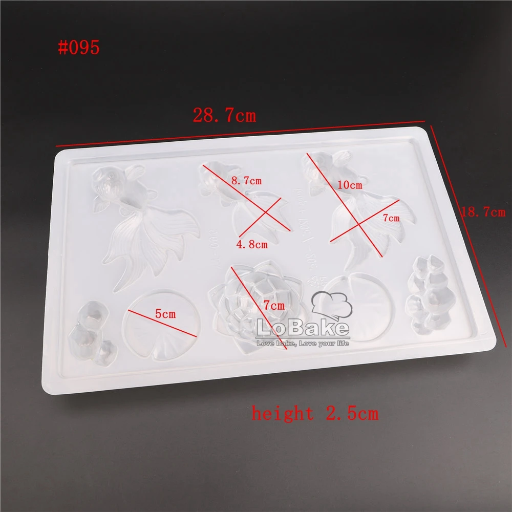 5pcs/lot 8 cavities Chinese goldfish lotus flower shape Semi-transparent PP jelly pudding Chocolate Mold DIY bakery supplies