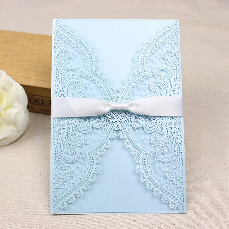 

Blue sexy lace invitation card for graduation anniversary party shimmer rustic wedding invitation card stock