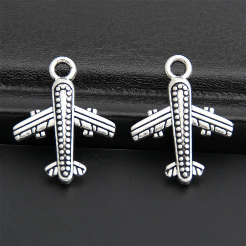 40pcs  Silver Color Airplane Plane Biplane Charms Metal Pendants For Diy Jewelry Findings  A2847