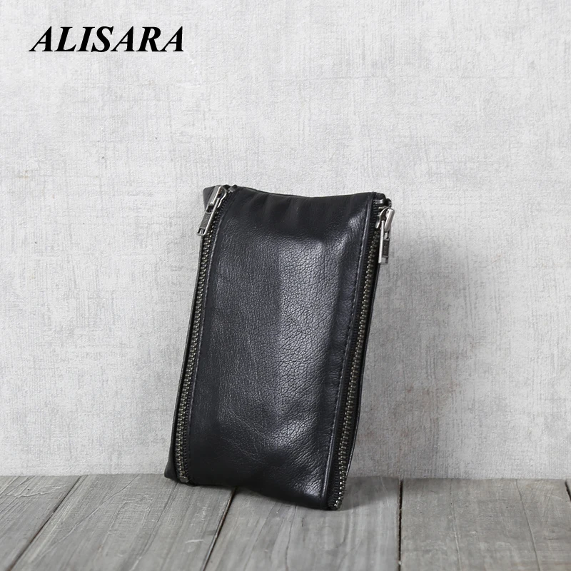 

Coin Purses Men Genuine Leather Luxury Casual Credit Card Wallets Women Slim Zipper Coin Pouch Top End Clutch Bag