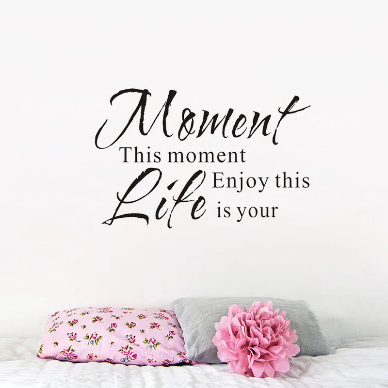 Enjoy This Moment Is Your Life Wall Stickers Retro Phrases Home Decor Sayings Decals Decoration Living Room Bedroom Wallpaper