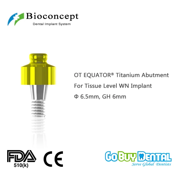 

OT EQUATOR Titanium Abutment, D6.5mm, GH 6mm, for Straumann Tissue Level WN Implant(034260-1)