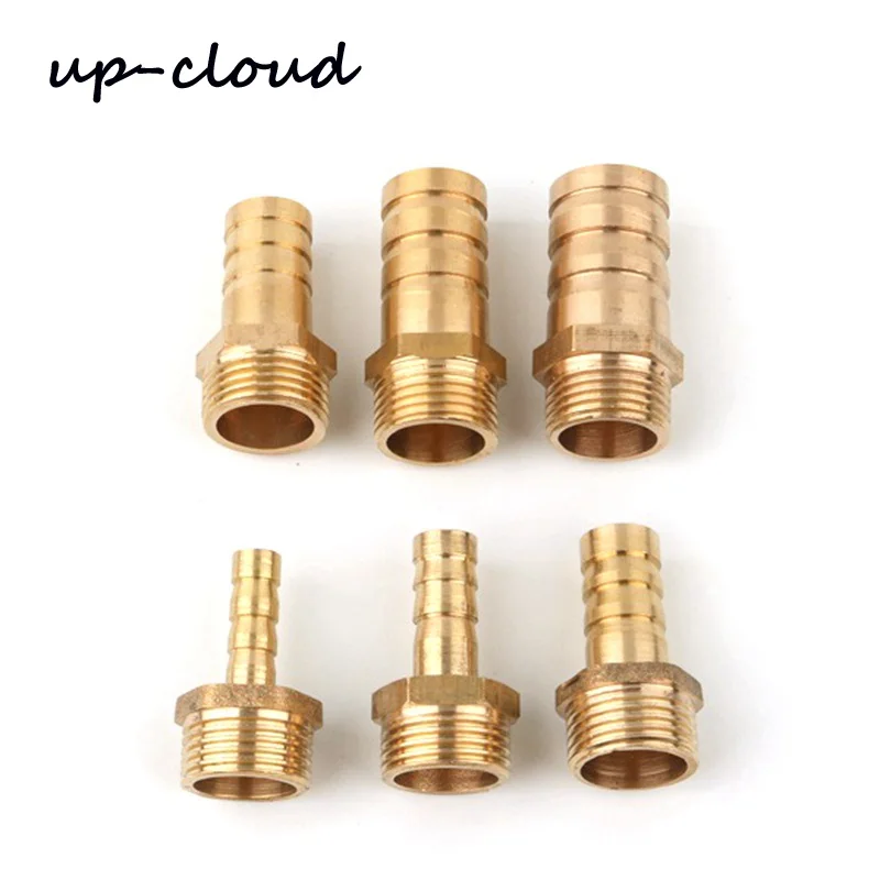 5pcs Brass 3/8 inch to 6mm 8mm 10mm 12mm 16mm Male Thread Straight Connector Gas Aquarium Air Pump Hose Water Pump Pipe Adapter