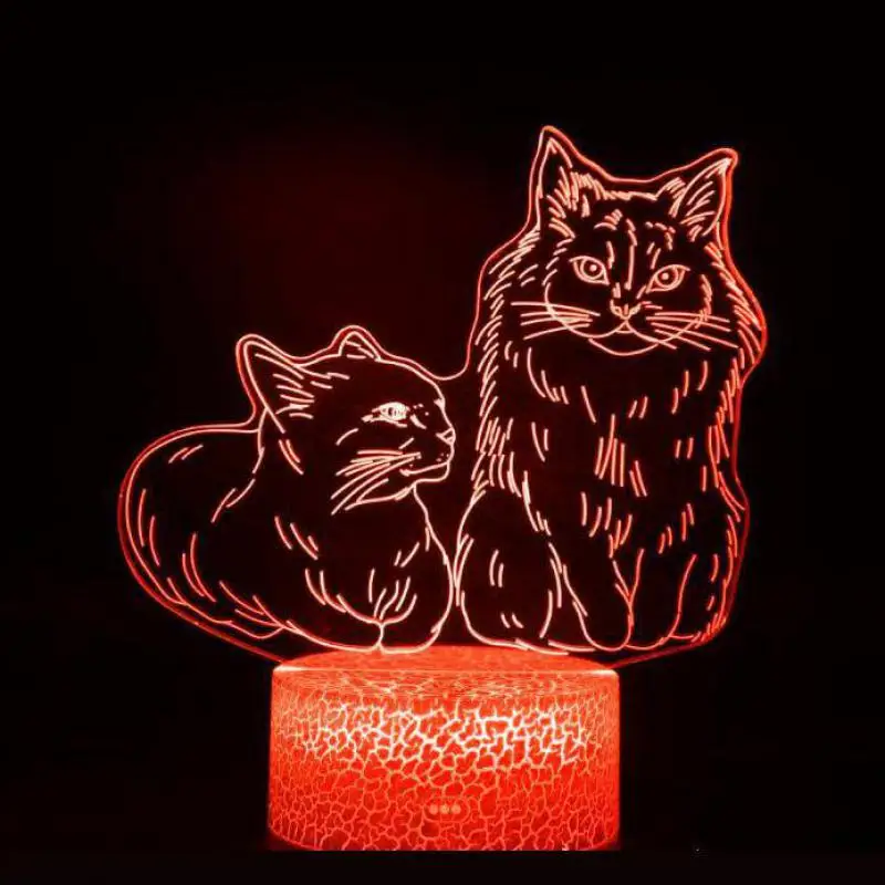 Cats Dogs And Rabbits Christmas 3d Lights Children's Room Decoration 3d Nightlight Lovely Cartoon Children's Toys 3d lamp