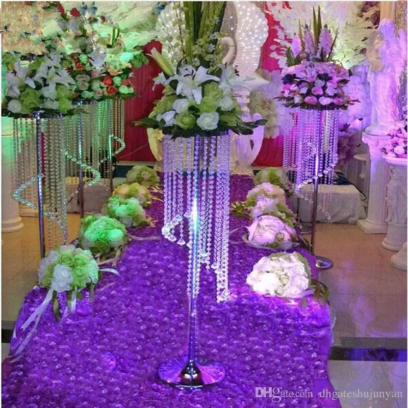 

70CM 120CM tall Sparkling Crystal clear garland chandelier wedding cake stand birthday party decorations for table centerpieces