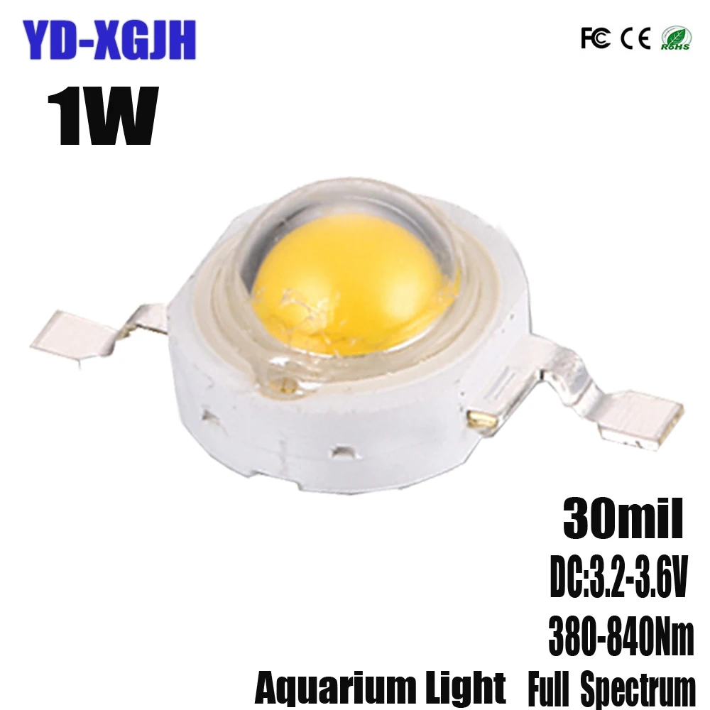 High Power 1W Grow light LED Chip Bulb Light chips Full Spectrum 380-840nm 300MaSMD COB For Plant Vegetables Grow Fast and Bloom