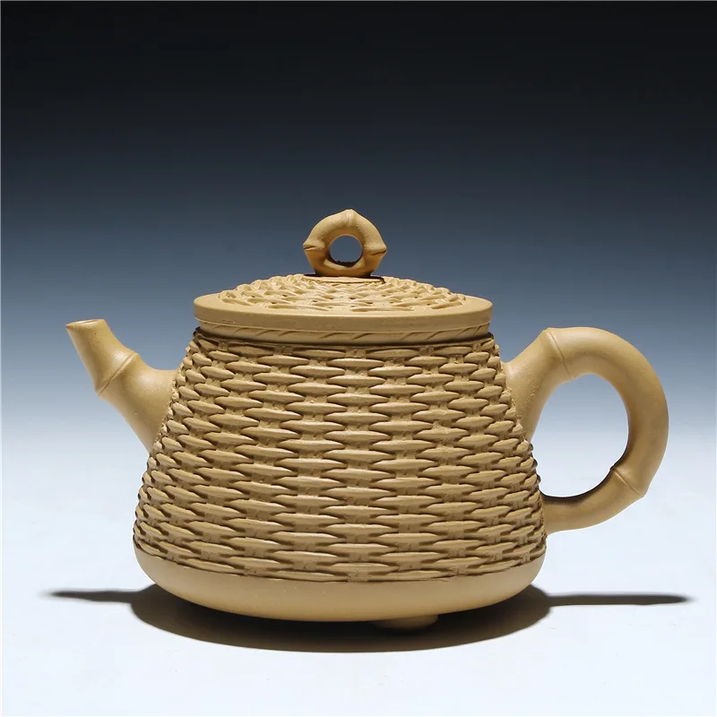 Kung Fu teapot teapot wholesale Yixing genuine ore section mud tripod 420 ml mixed batch basket