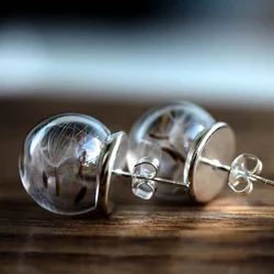 Pendientes de diente de león con burbujas de cristal para mujer, aretes de cúpula de cristal, regalo en botella, 20MM, 2 pares