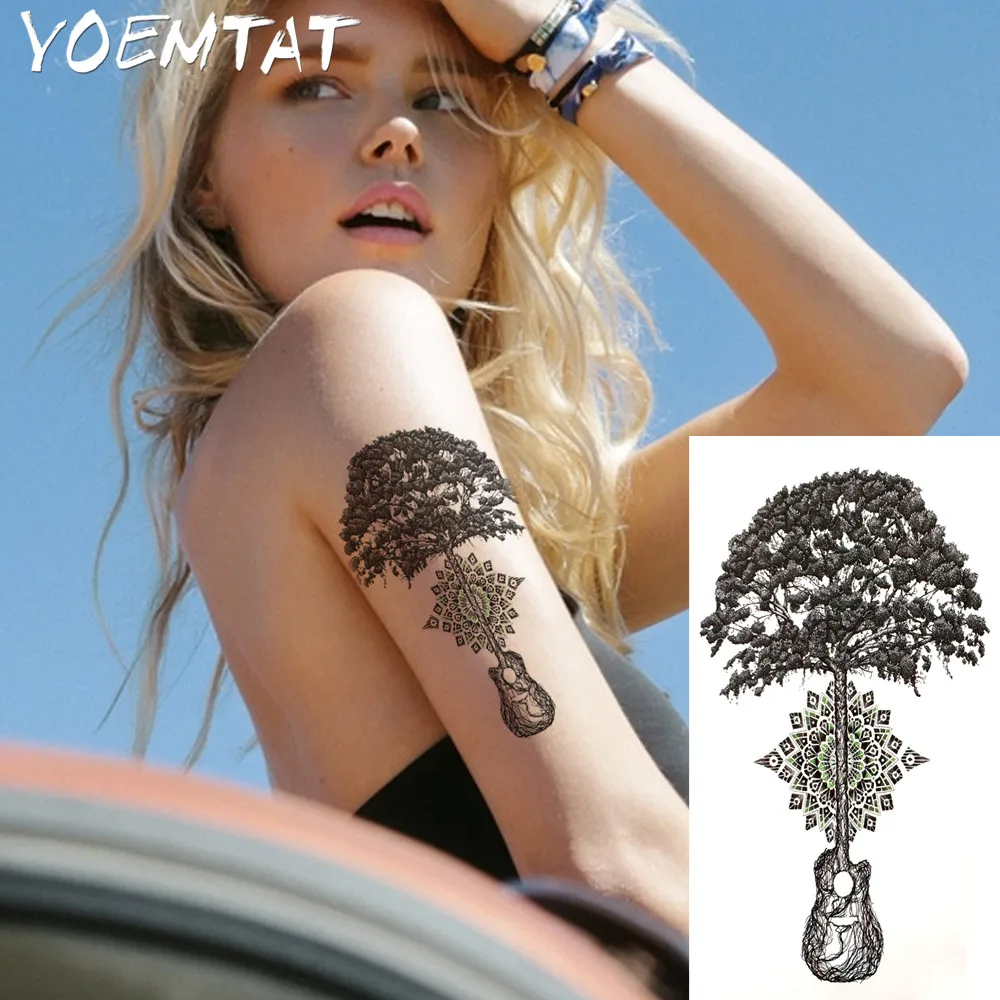 1PC rose rosse caldo nero bianco grande fiore hennè tatuaggio temporaneo nero stile Mehndi autoadesivo del tatuaggio impermeabile