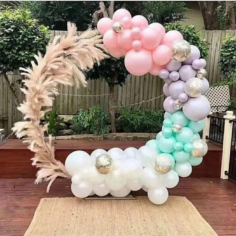 4PCS Upgrade Bottom Iron Circle Round Backdrops Frame Outdoor Wedding Floral Grass Arch Flowers Stand Birthday Balloons Rack