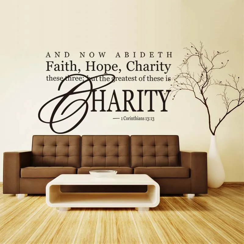 And Now Abideth Faith Hope Charity Wall Sticker Religious Wall Art Wall Decor Living Room Wall Poster House Decoration Wallpaper