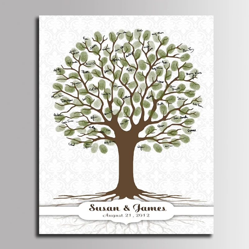 Personalized Wedding Gift Fingerprint Tree canvas Painting Guest Book Baby Shower wedding souvenirs Children first communion