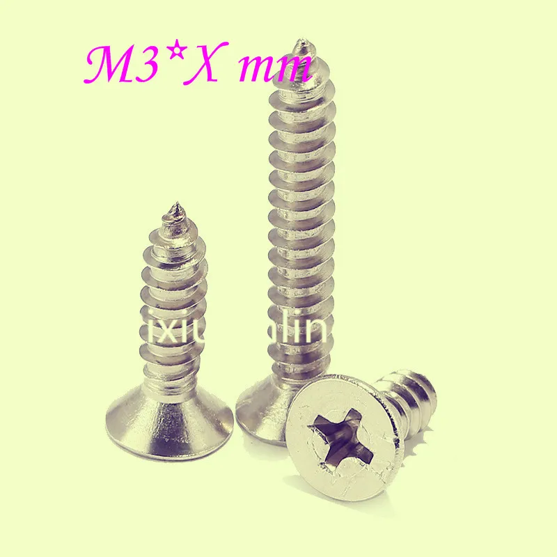 YT801 304 Stainless Steel Phillios Self-tapping Screws  Flat  M3 * Xmm Drop Shipping