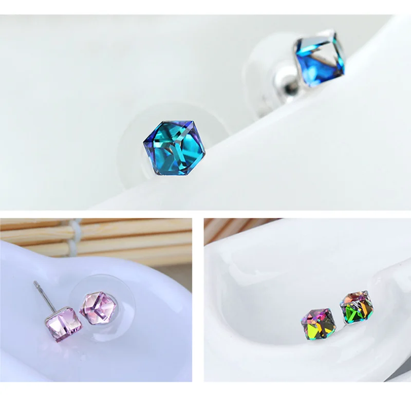 4Pairs Cute Bling Bling Cubic Crystal Stud Earring For Women Girls Rhinestone Earing With Stones Brinco Wedding Jewelry Gift