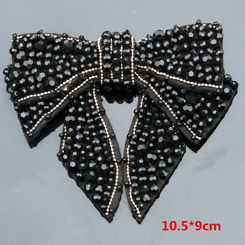 Bowknot Patch For Clothes Beaded Applique Rhinstone Patch Bowknot Drill Applique Sew On DIY Clothing Applications