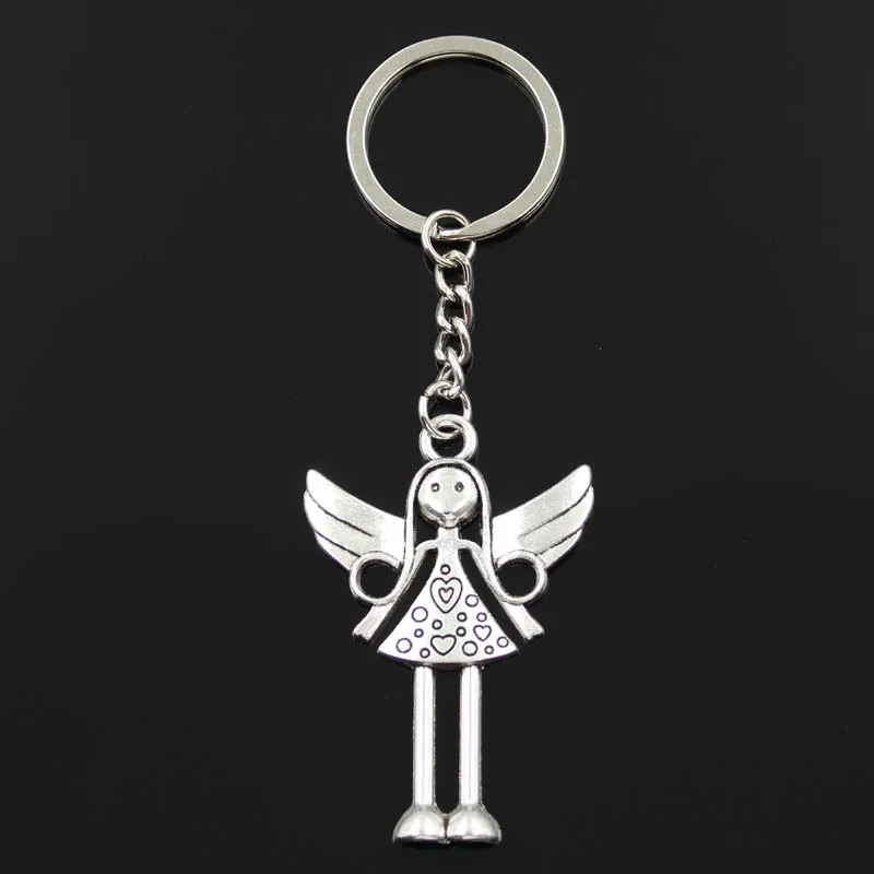 New Keychain 58x38mm Angel Pendants DIY Men Car Key Chain Ring Holder Keyring Souvenir Jewelry Gift