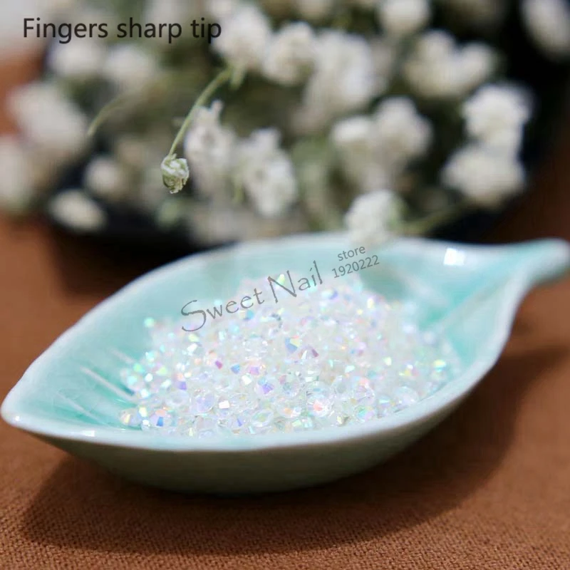 1000 pcs SS6 Transparent white AB 14 Facets Resin Round Rhinestone Sparkling Rhinestones Nail Art Decoration DIY N23