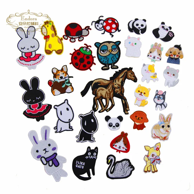 New Arrival 10 pcs cute Animals Embroidered patches iron on cartoon Motif DIY Applique diy decor repair embroidery accessory